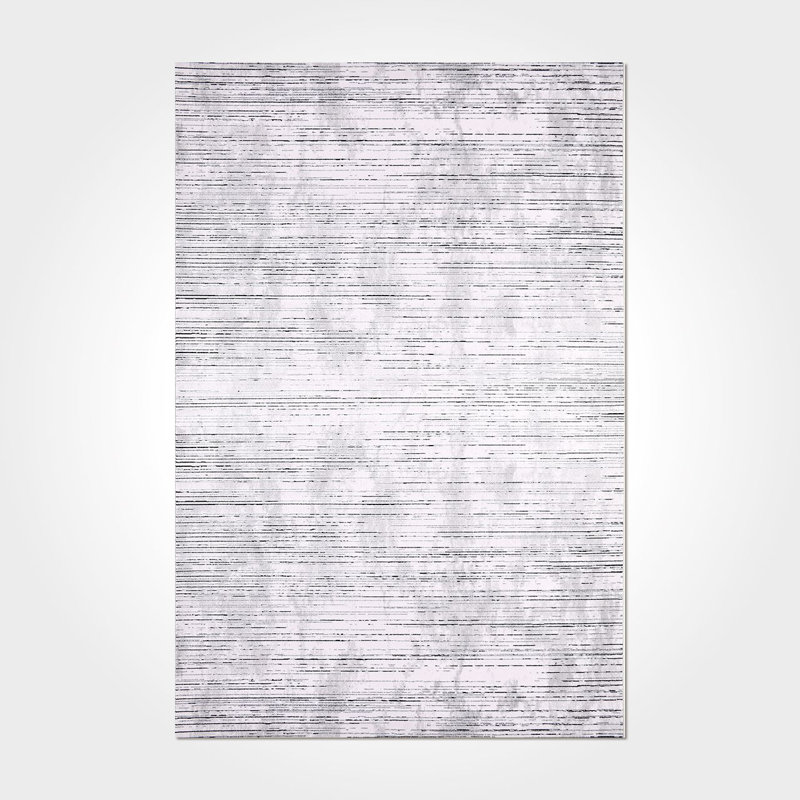 Tapis gris moderne lavable à la machine, Rectangle 2 pi 8 po x 5 pi
