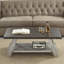 Table basse rectangulaire patinée en noyer et gris patiné - Style moderne avec pieds