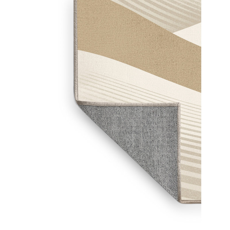 Tapis beige minimaliste lavable à la machine Outhe, 6 X 9