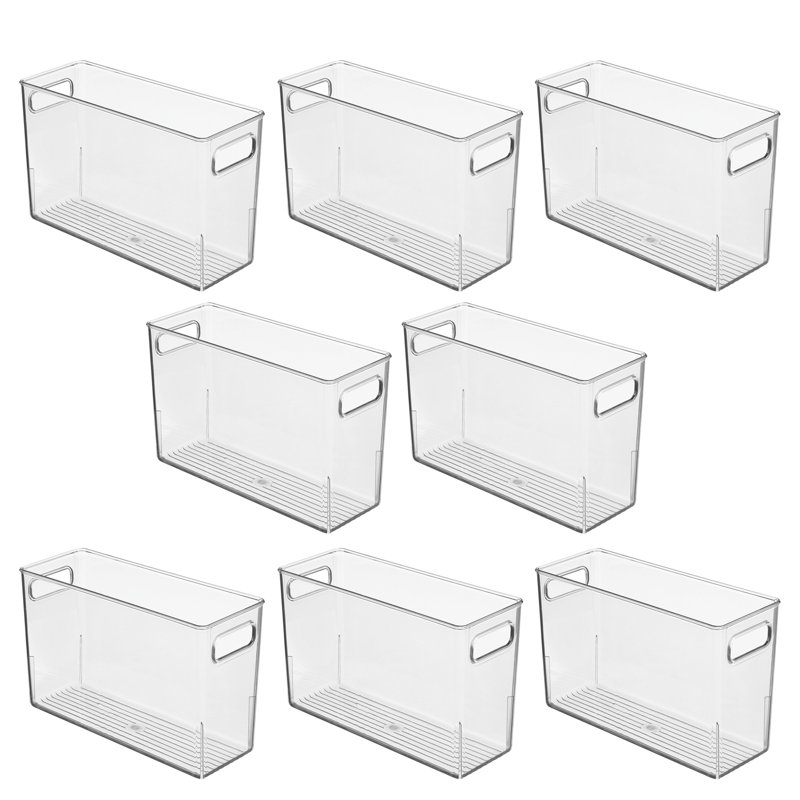Plastic Storage Bins with Handles for Household Storage and Organization - Ideal for Kitchen, Bathroom, or Home Office, 8.06