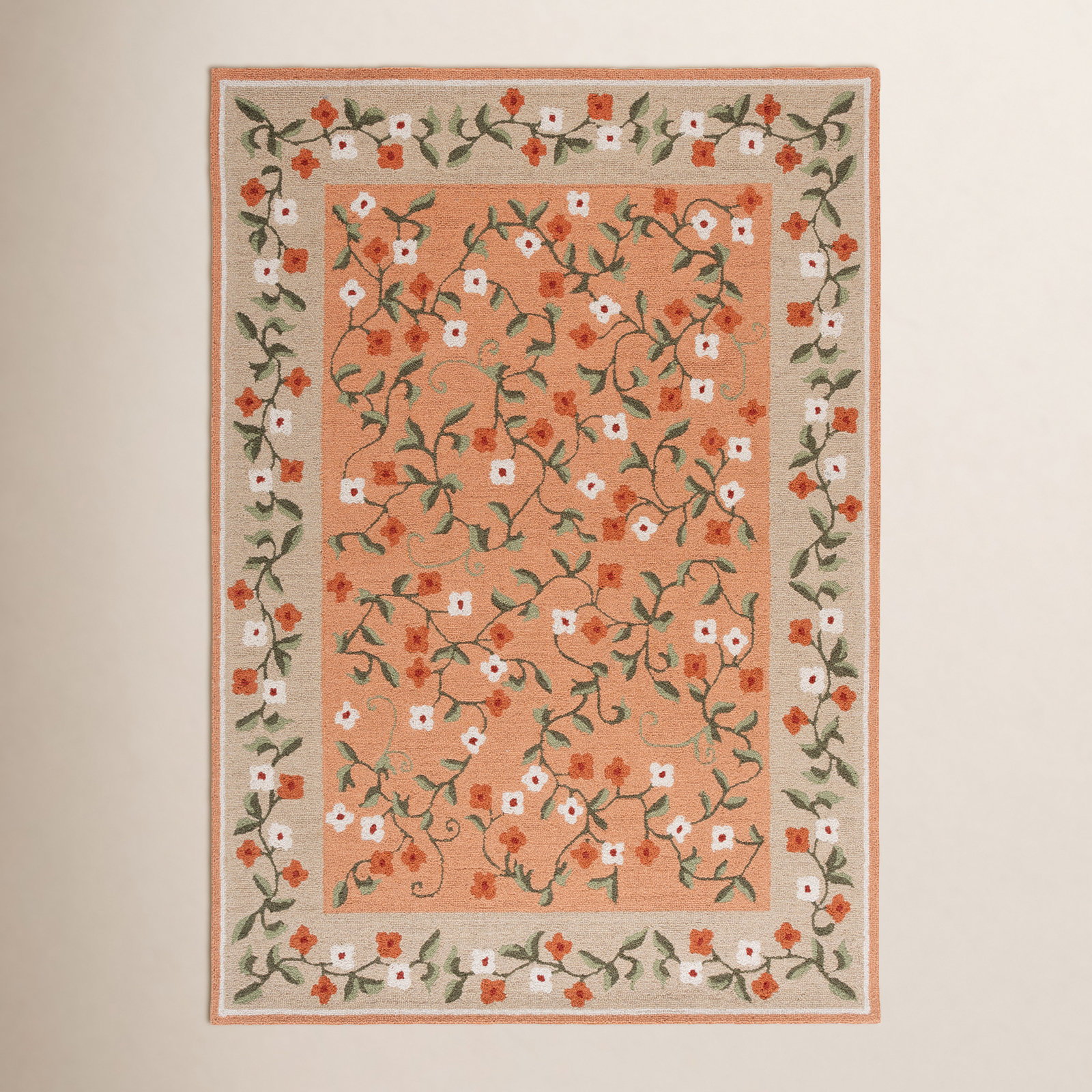 Hand-Tufted Wool Floral Outdoor Rug, Rectangle 3' x 5'