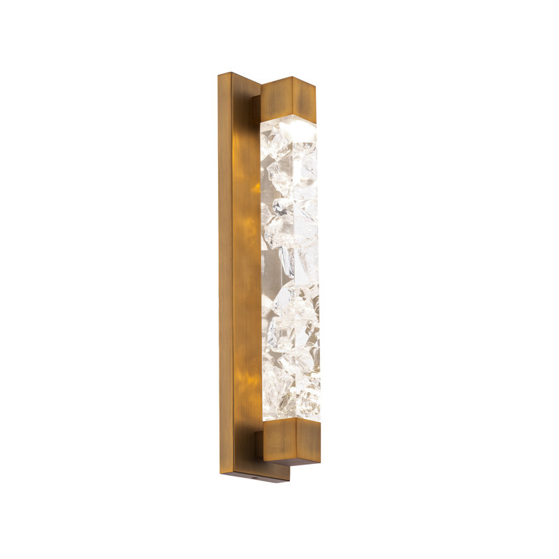 Aged Brass Dimmable LED Vanity Bath Light with Acrylic Shades