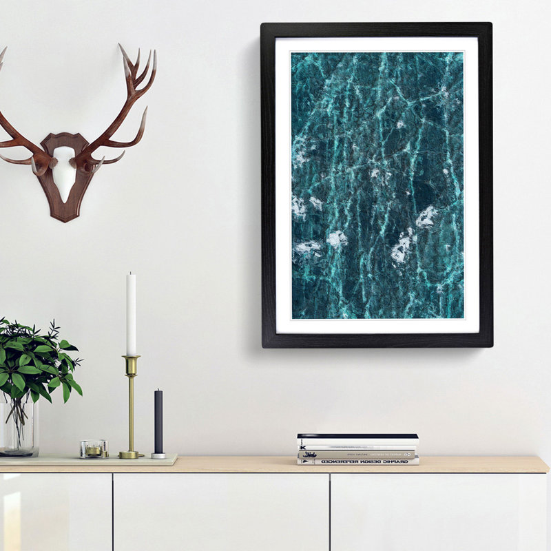 A Frozen Lake in Abstract - Framed Print, 45cm H x 33cm W x 2cm D, Black Framed