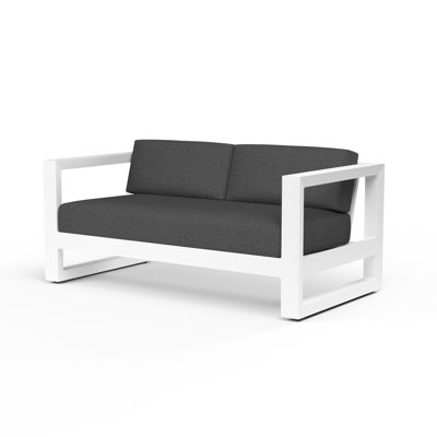 Camela 64.96'' Wide Straight Powder Coated Aluminum Loveseat with Sunbrella® Cushions