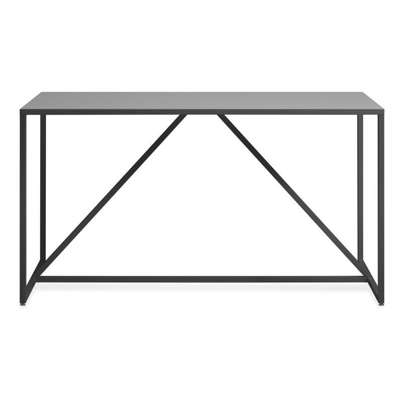 Strut Walnut Wood Dining Table, Slate, 35" W x 75" L, Bar (40" Height)