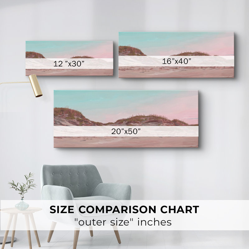 Dunes à l'aube II - Toile tendue avec châssis - Prêt à accrocher, H 16 po x l 40 po