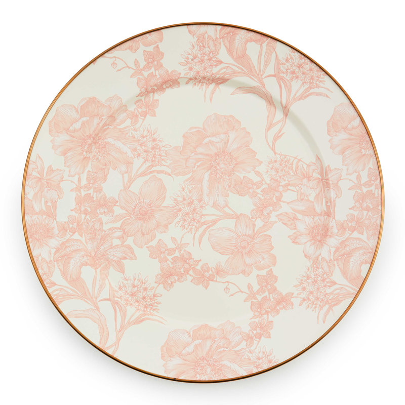 Pink and White Hand-Painted Ceramic Charger Plate