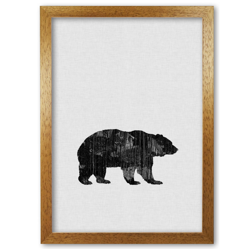 Bear Animal Art - Print, Honey Oak Frame, 42 cm H x 30 cm W x 5 cm D