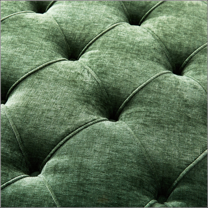 Repose-pieds rond capitonné avec pieds en bois massif, table basse moderne et repose-pieds en chenille pour le salon, Vert