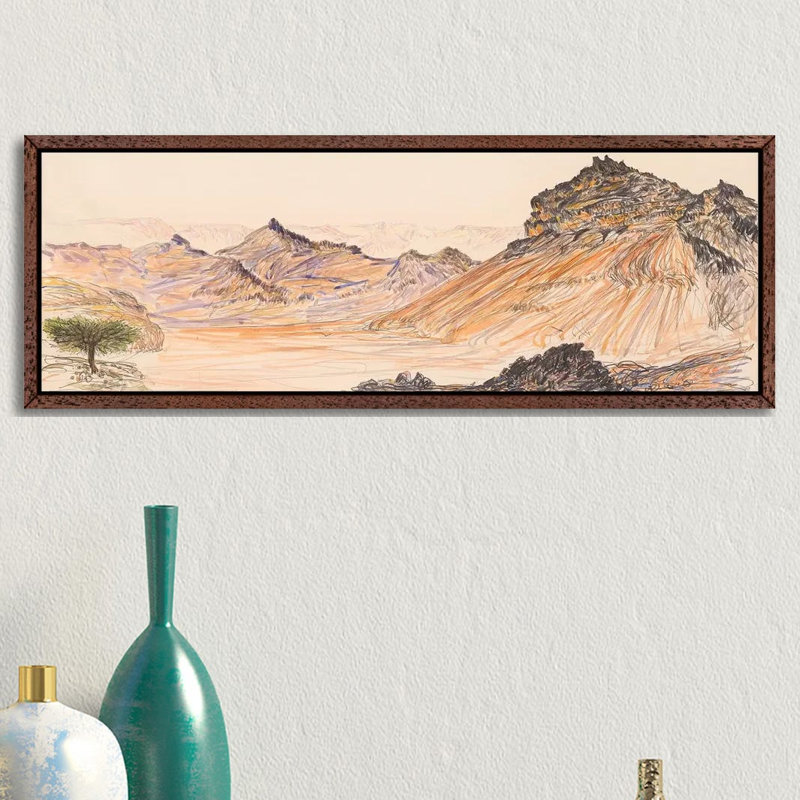 Nahal Gevanim by Itzu Rimmer - Panoramic Print on Canvas, Classic Brown Wood Framed, 30.48 cm H x 91.44 cm W