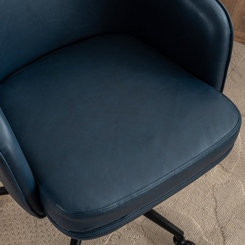 Chaise de bureau Toscani, Similicuir bleu marine