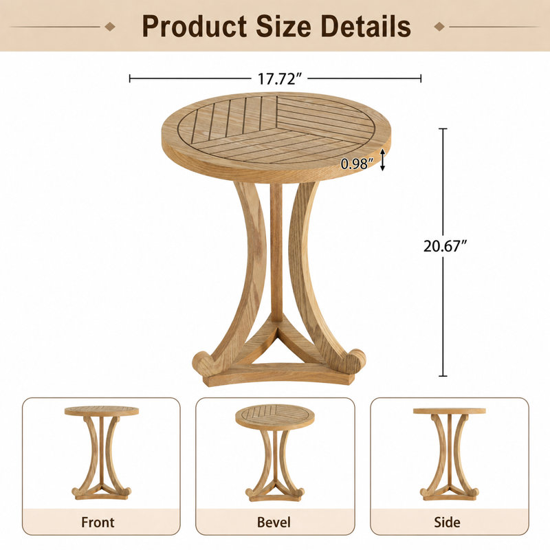 Table d'appoint ronde contemporaine avec trépied courbé - Table d'appoint compacte
