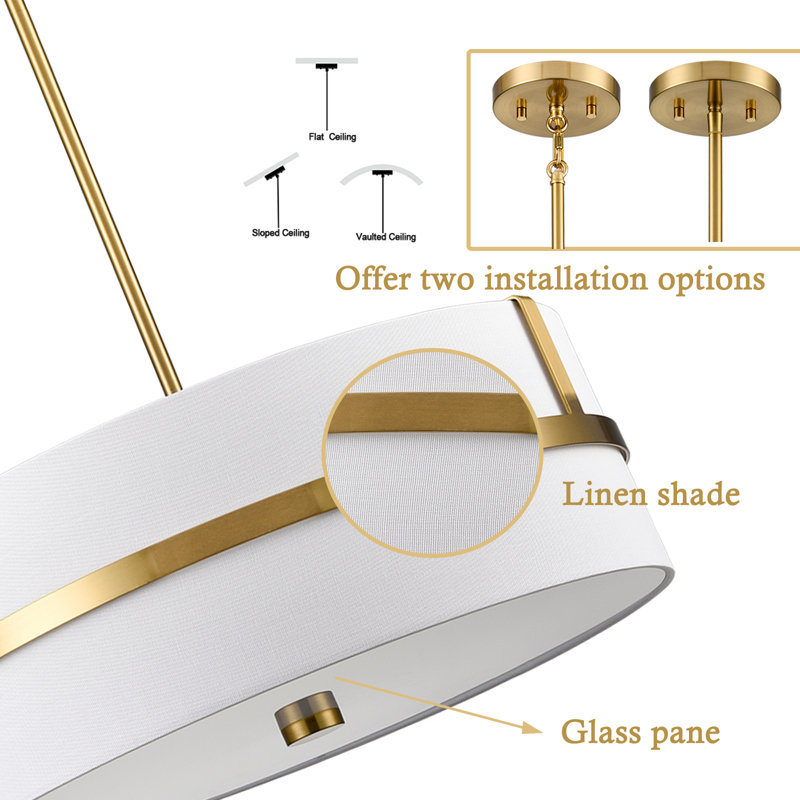 Luminaire suspendu en tissu doré