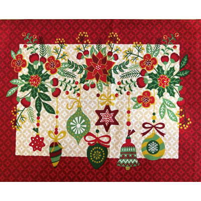 Traditional red and white Christmas Placemats - 2 piece set. Size 14"x18"