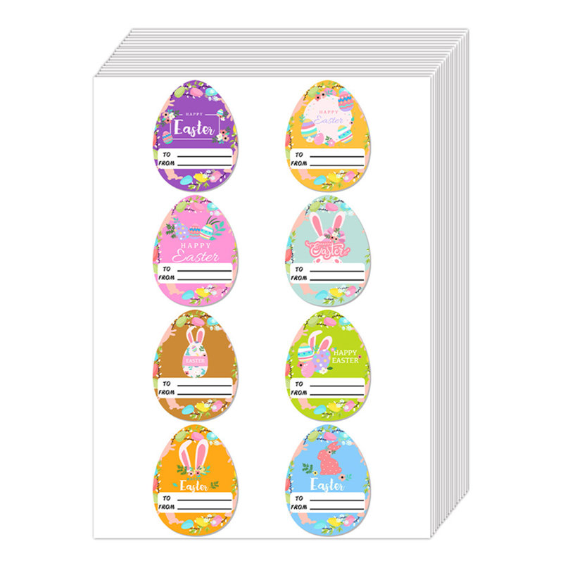 80 pièces autocollants pour étiquettes de Pâques, Multicolor