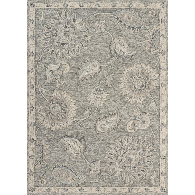 Munz Handmade Gray/Traditional Natural Wool Indoor Area Rug, Rectangle 7' x 9'