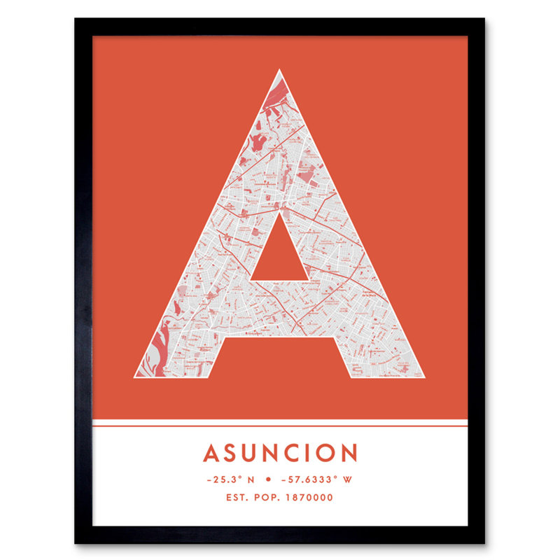 Asuncion City Map Asuncion Paraguay City Map - Single Picture Frame Typography