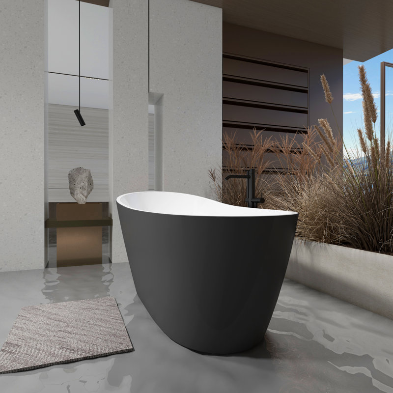 67'' X 30'' Free Standing Tub Gray Acrylic Freestanding Bathtub Soaking Tub A29YH