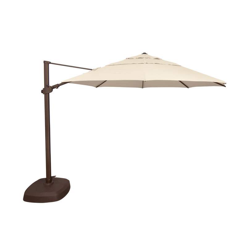 Parasol en porte-à-faux 12,3 pi Sunbrella®, Toile Sunbrella® beige antique, Bronze