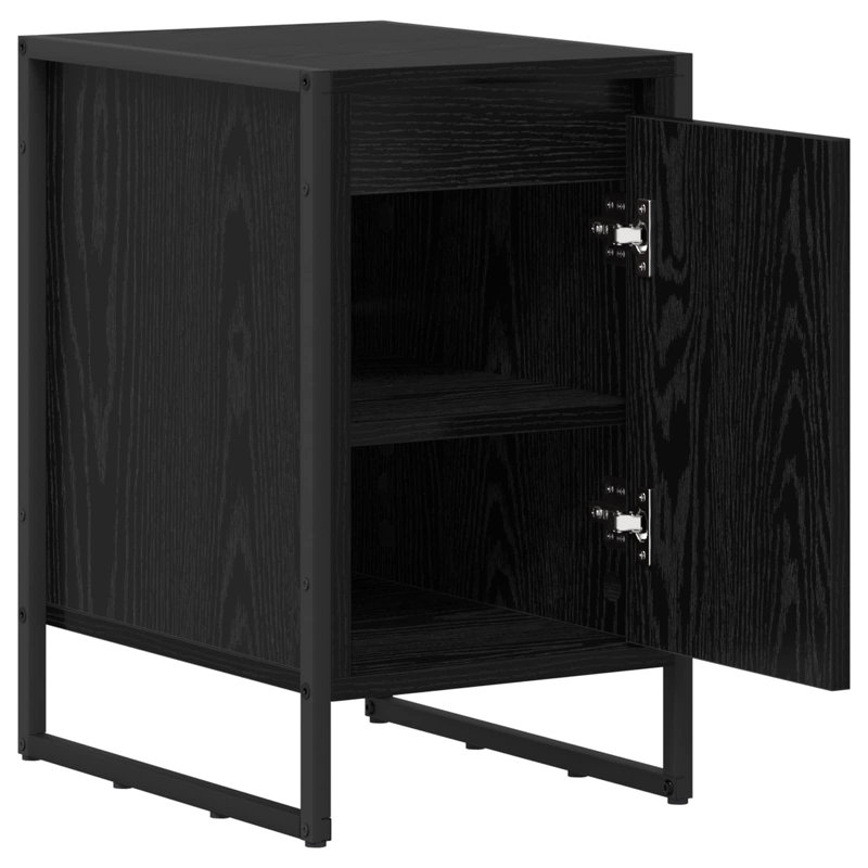 39.5cm W Manufactured Wood Bedside Table, Black Oak
