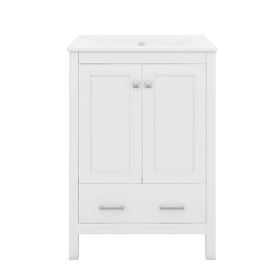 Meuble-lavabo 48 po avec lavabo, meuble-lavabo simple moderne avec portes et tiroir à fermeture en douceur, armoire de rangement pour salle de bain