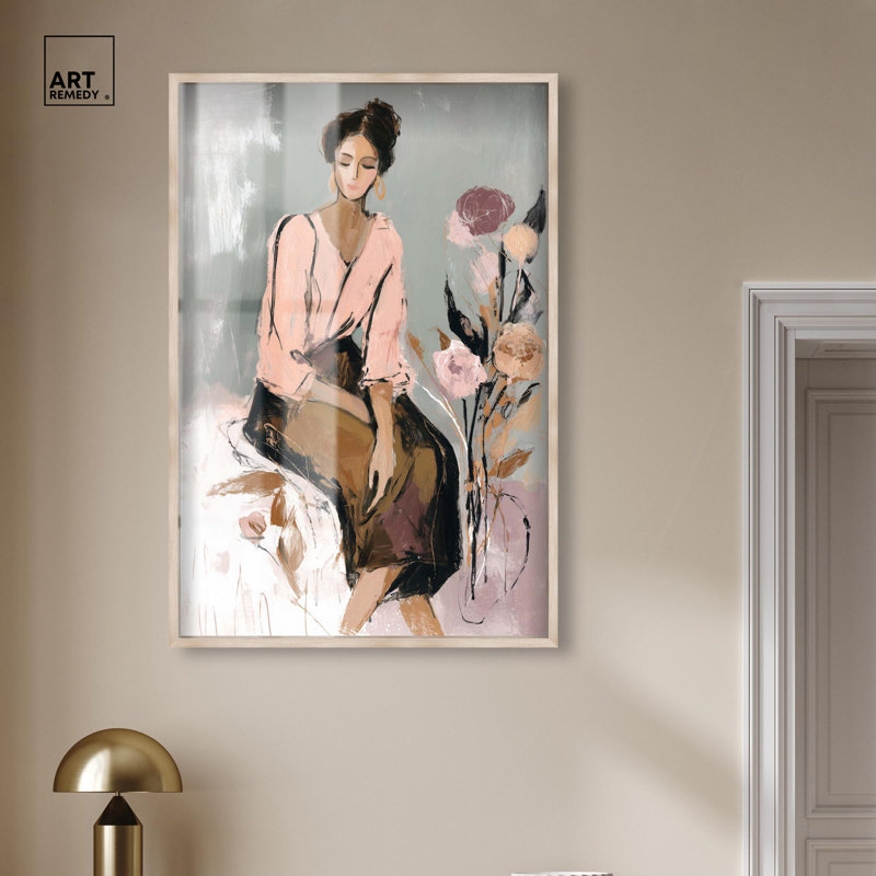 Décoration murale glamour "Lost in Quiet Reflection II" par Art Remedy, cadre blond, 31 x 46, H 46 po x l 31 po, Cadre blond