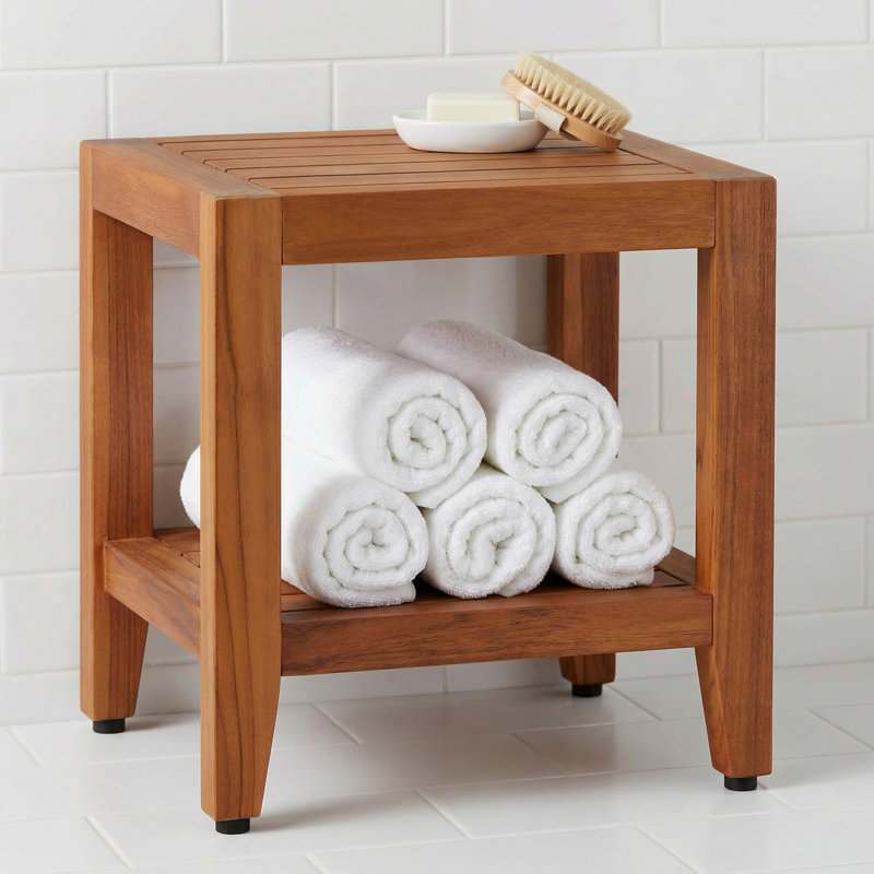 Banc de douche teck l 16,75" Yemanja
