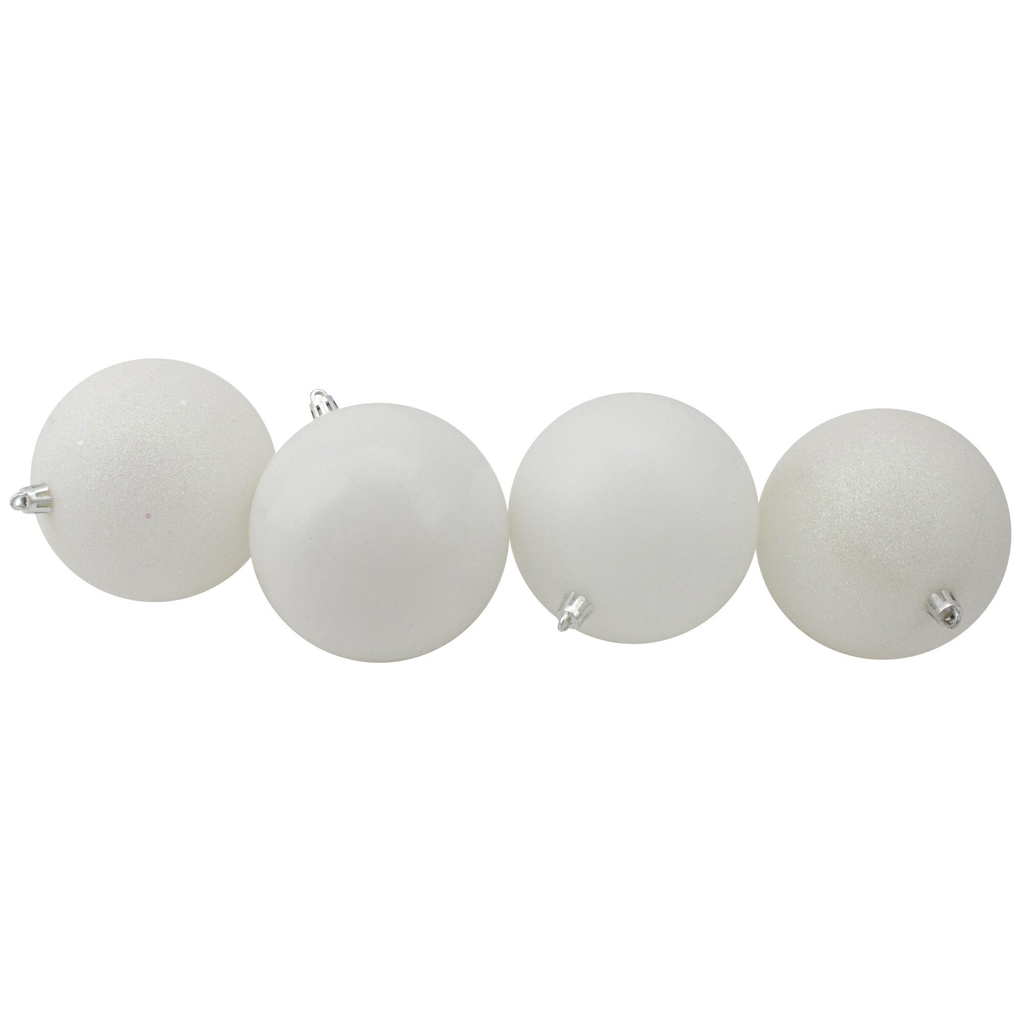 24ct Shatterproof 4-Finish Christmas Ball Ornaments, Winter White