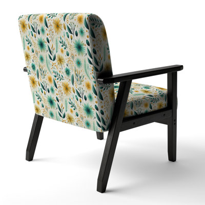 Botanical Bohemian Dream Green Pattern - Upholstered Scandinavian Arm Chair, Botanical Nature Accent Chair