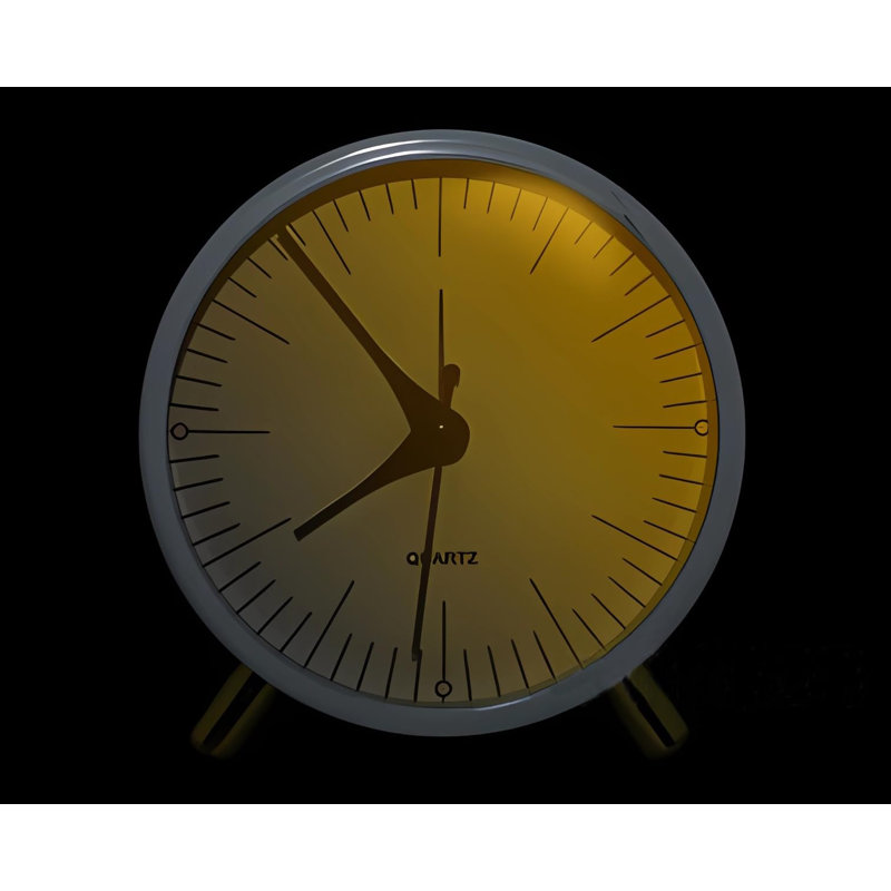Alarm Clock With Backlight, 4.5 Inches Bedside Analogue Non-Ticking Silent Small Desk Clock With Arabic Numerals, Battery Operated Round Table Clock(White-S)