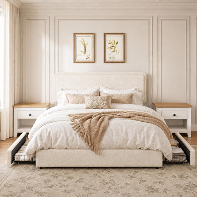 Teddy Fleece Thick Upholstered Platform Bed