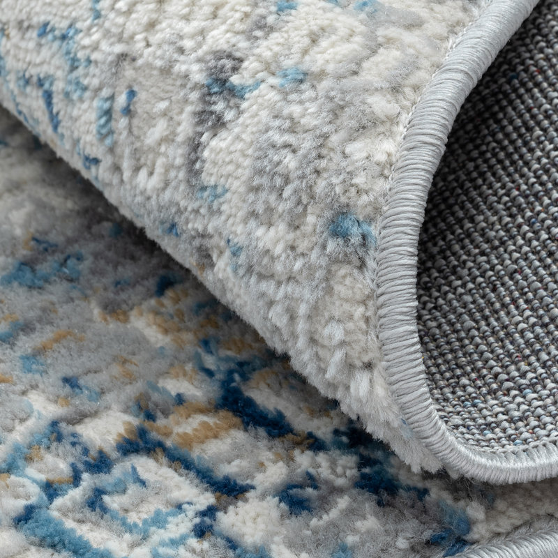 Lillith Machine Woven Beige/Blue/Grey Indoor Rug, Round 120cm