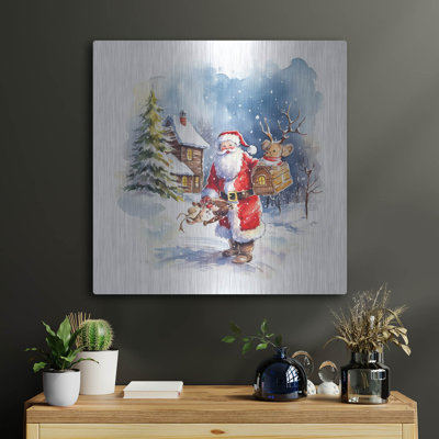 Art mural en métal «Jolly Santa» par The Golden Aisle