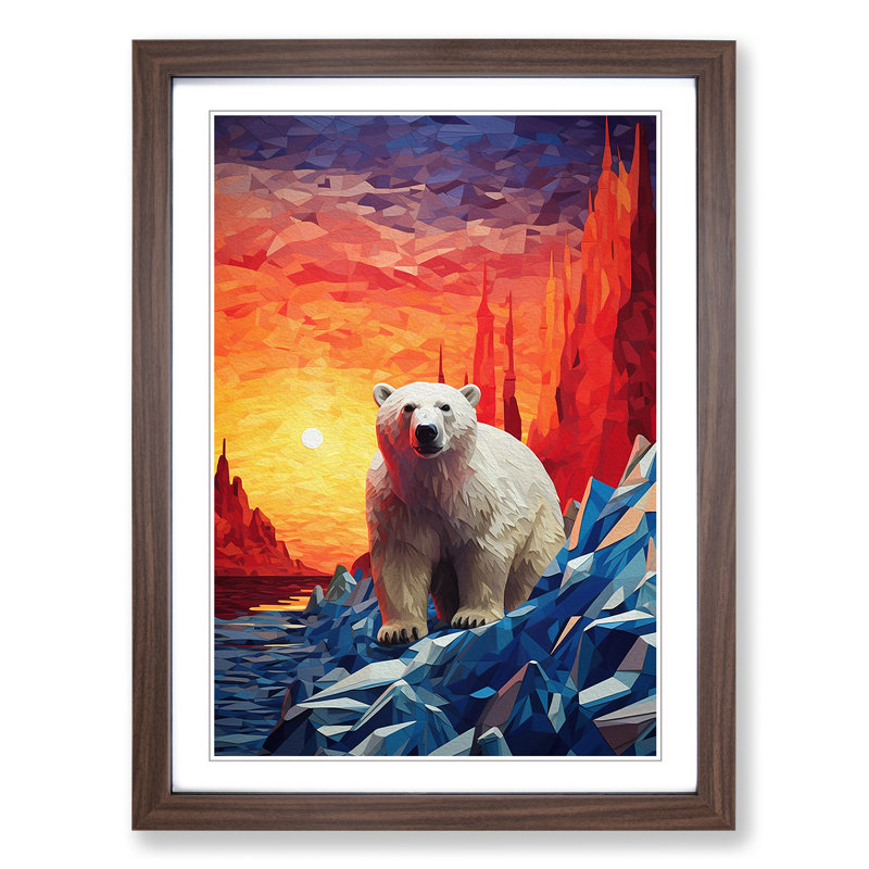 XYZ-FRM-V1223-5207 Polar Bear Orphism - Single Picture Frame Print on Wood, 46cm H x 34cm W x 2cm D, Walnut