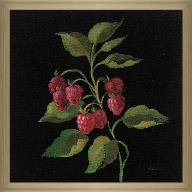Framboise no mots - reproduction sur toile, H 21,5 po x l 21,5 po x P 0,75 po, Encadrement champagne