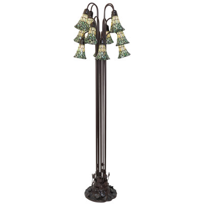 Lampe sur pied en vitrail de 63 po avec lys 12 lumières