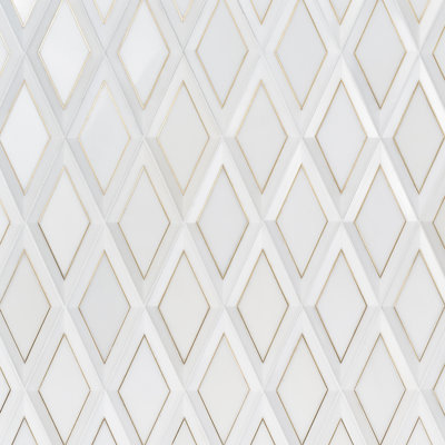Macon Beveled Marble And Brass Wall Tile 5.51'' W x 11.81'' L Natural Stone Singular Tile
