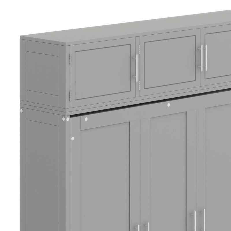 Murphy Bed With Top Cabinet, Gray