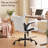 Ribbed Fabric Swivel Home Office Chair with Armrests, Adjustable Height Vanity Chair with Wheels-1952265545
