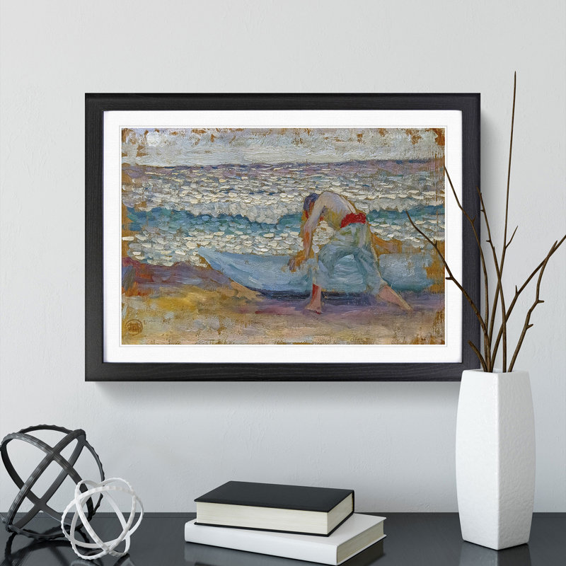 Man with a Boat by Henri-Edmond Cross - Picture Frame Painting, 48cm H x 65cm W x 2cm D, Black Framed