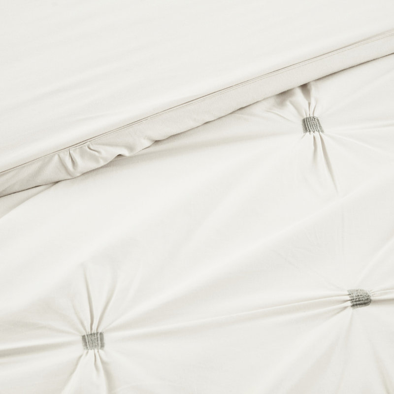 White Comforter Full/Queen - 3 Piece Elastic Embroidered Cotton, Fill, Hidden Bartacking To Preserve Cleanliness And Texture, 2 Shams Embroidery Keep Fabric Clean Fluffy,