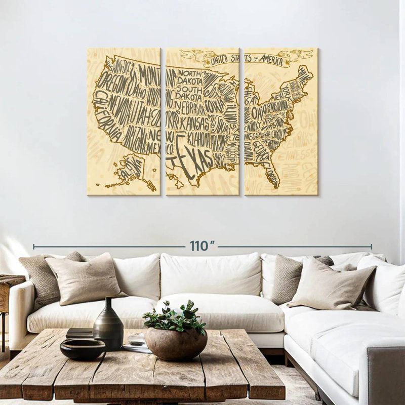 Carte des États-Unis à Aliaz, H 48 po x l 74 po
