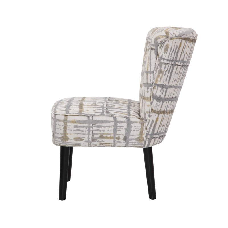 Chaise d'appoint rembourrée sans dossier Noga Penelope, Mélange de polyester doré / gris
