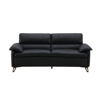 Eilene Black Top Grain Leather Loveseat