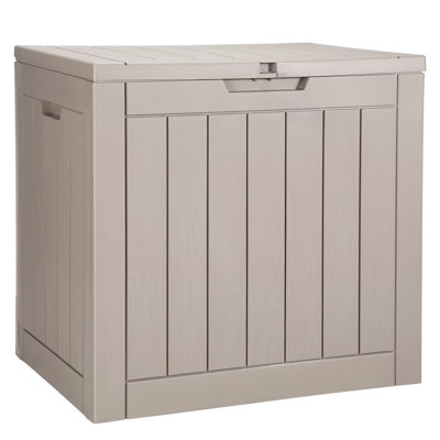 Organisateur de rangement de patio extérieur en résine 31 gallons en polypropylène gris compact pour tuyaux et coussins
