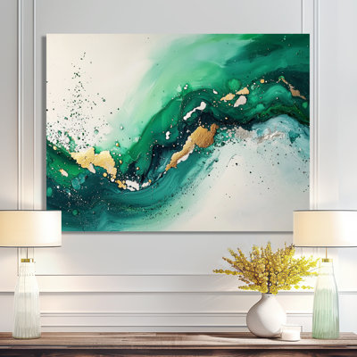 Abstract White And Green Fugue In Colour I - Abstract Minimalism Metal Prints