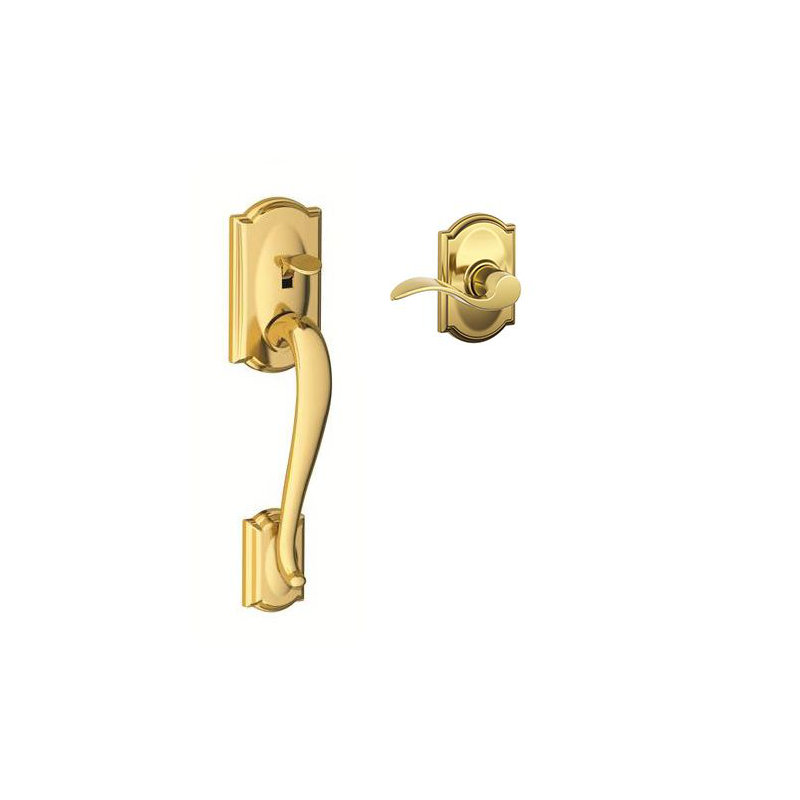 Camelot Lower Half Handleset with Accent Door Lever (Deadbolt Sold Separately), Left Hand, Matte Black