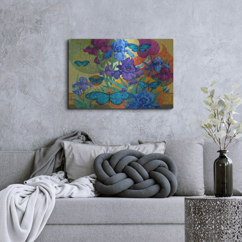 Red Barrel Studio® «Iris Garden» par David Galchutt, art mural en métal, H 24 po x l 36 po