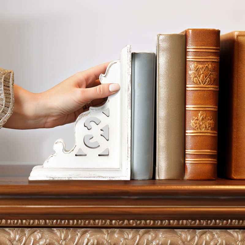 Vintage MDF Bookends, White