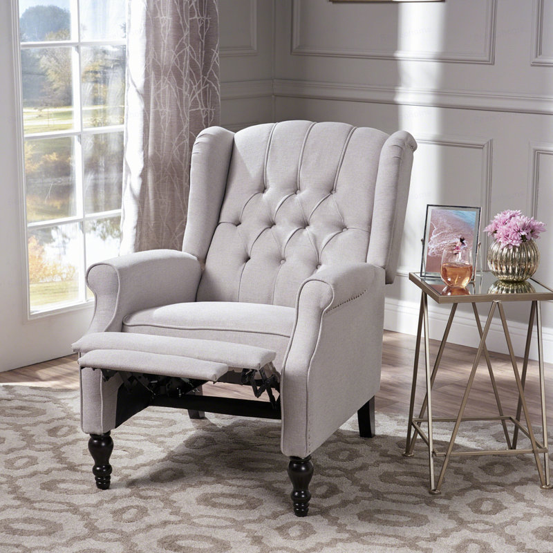 Fauteuil inclinable en tissu capitonné gris clair